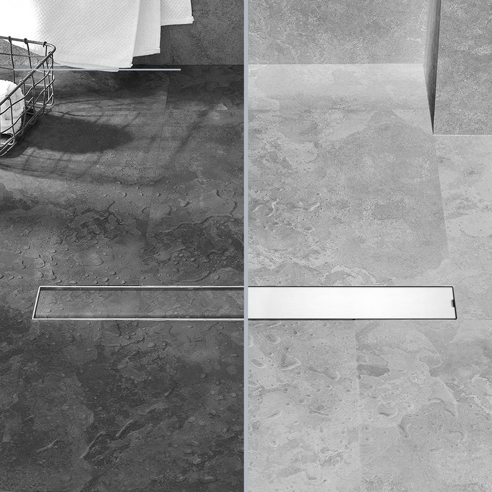 Caniveau de drainage de douche 40cm en acier inoxydable pour carrelage matte
