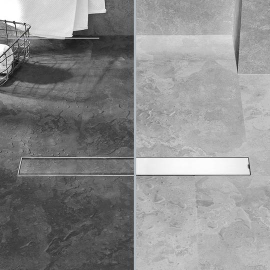 Caniveau de drainage de douche 60cm en acier inoxydable pour carrelage matte