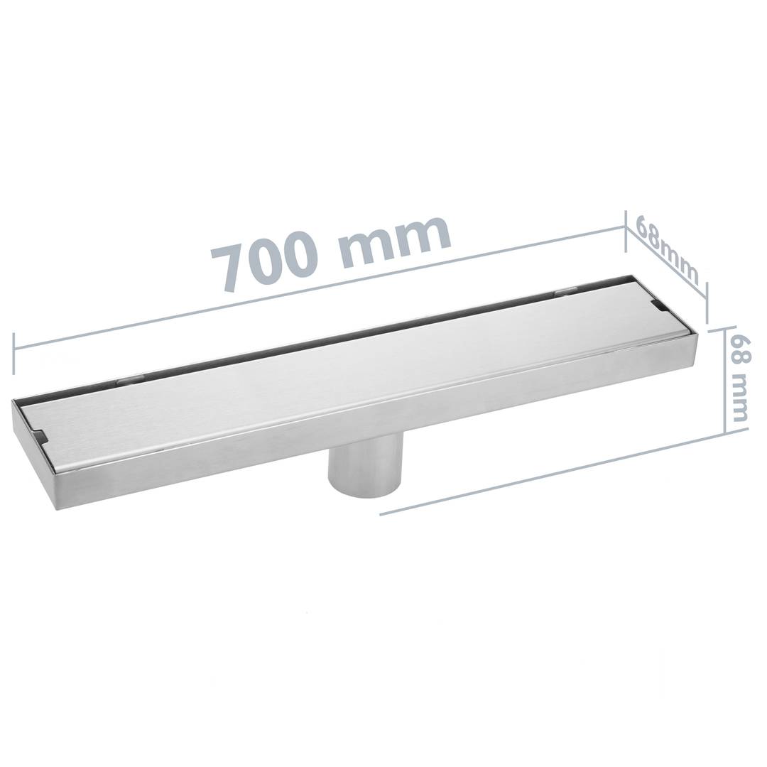 Duschrinne Duschablauf Bodenablauf 70cm Edelstahl für Flieseneinsatz matte