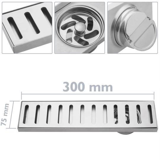 Canaleta de desguàs 30x7.5cm amb reixa d'acer inoxidable mat