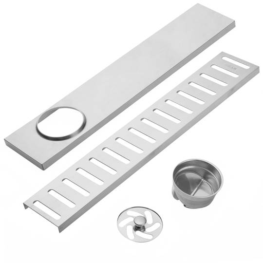 Canaleta de desagüe 40x7.5cm con rejilla en acero inoxidable mate