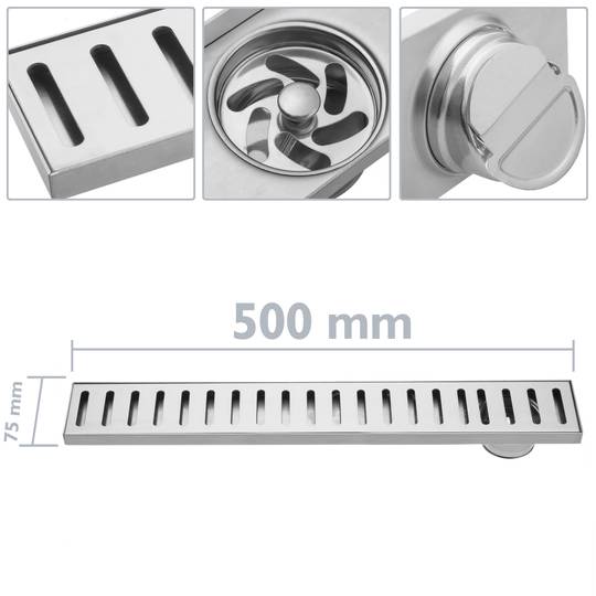 50x7.5cm floor drain gutter with matte stainless steel grid