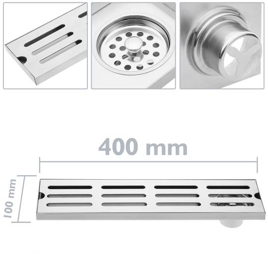 Canaleta de desagüe 40x10cm con rejilla en acero inoxidable mate