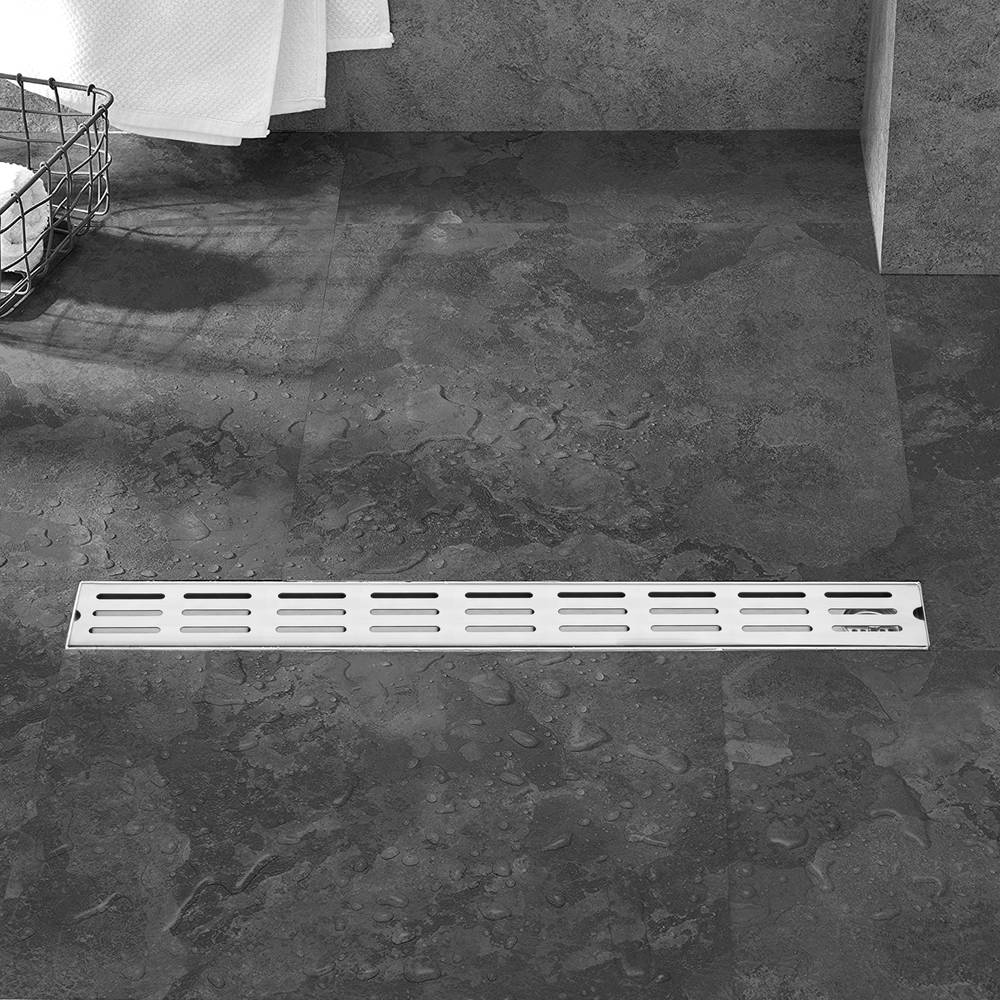 Canaleta de desagüe 40x10cm con rejilla en acero inoxidable mate