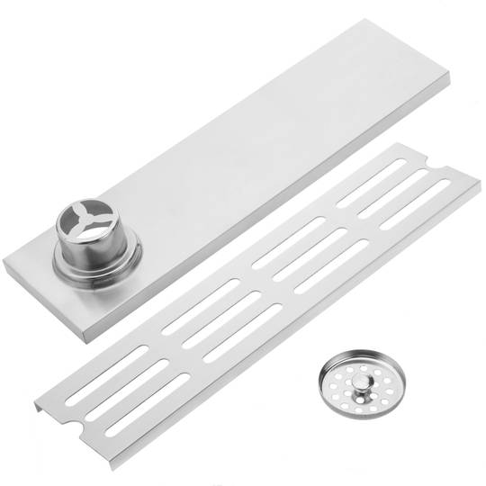 Canaleta de desagüe 40x10cm con rejilla en acero inoxidable mate