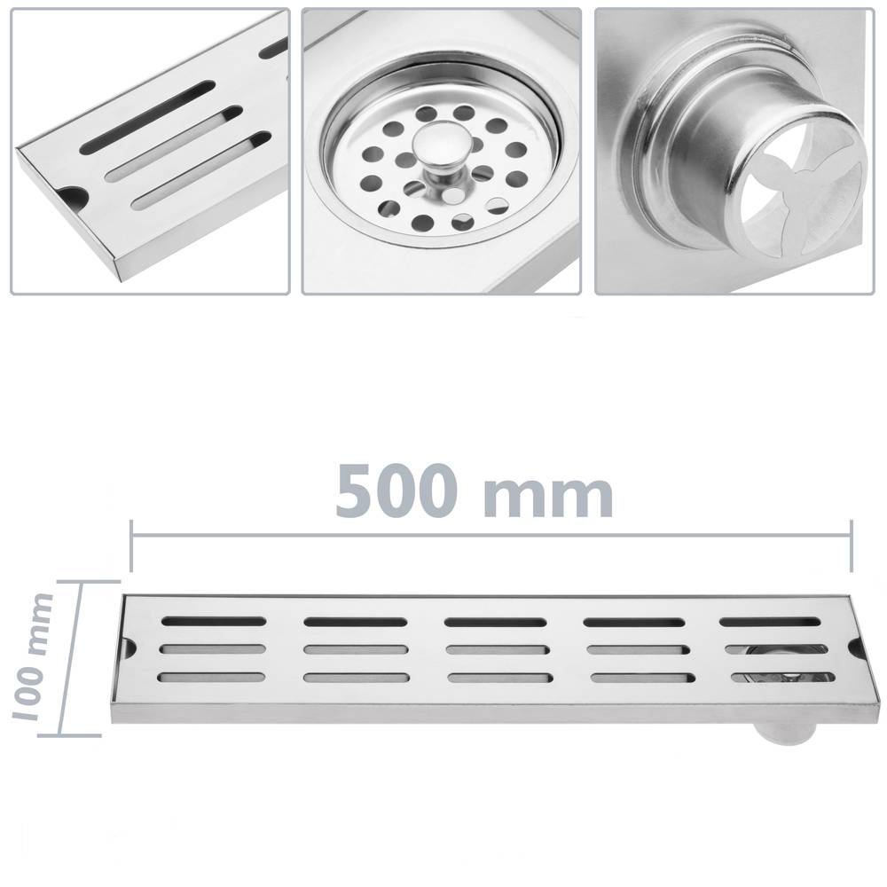 Grondaia 50x10cm con griglia in acciaio inossidabile opaco