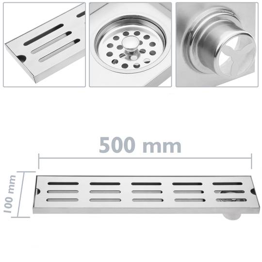 Grondaia 50x10cm con griglia in acciaio inossidabile opaco