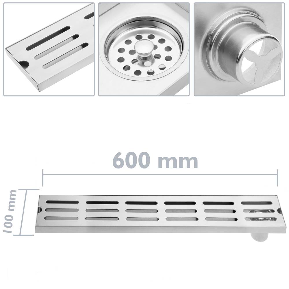 Rynna odpływowa 60x10cm z matową kratką ze stali nierdzewnej