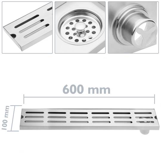 Rynna odpływowa 60x10cm z matową kratką ze stali nierdzewnej