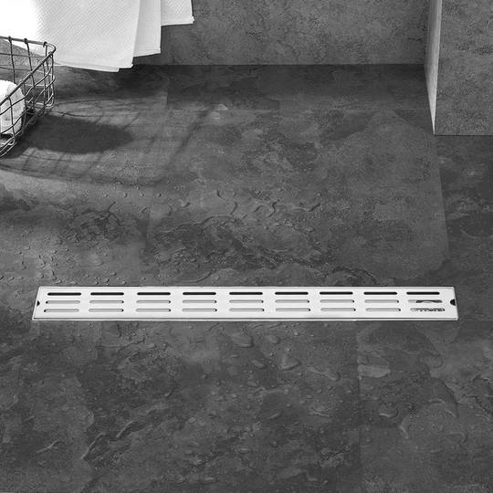 Abflussrinne doppelter 90x10cm mit mattem Edelstahlgitter