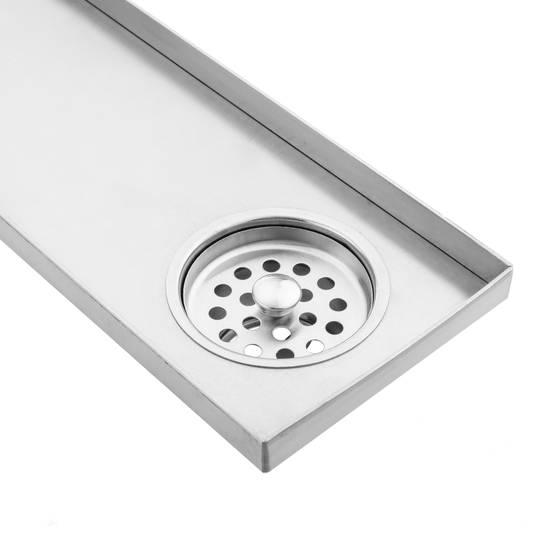 Canaleta de doble desagüe 100x10cm con rejilla en acero inoxidable mate