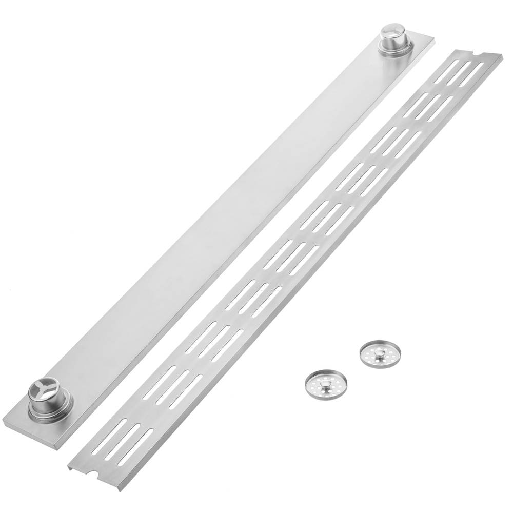 Canaleta de doble desagüe 100x10cm con rejilla en acero inoxidable mate