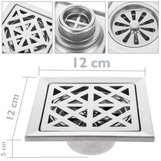 Piletta da 12x12x5cm con griglia in acciaio inox lucido asportabile