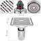 Drain 10x10cm avec valve 9 cm et grille amovible en acier inoxydable poli