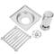 Drain 10x10cm avec valve 9 cm et grille amovible en acier inoxydable poli