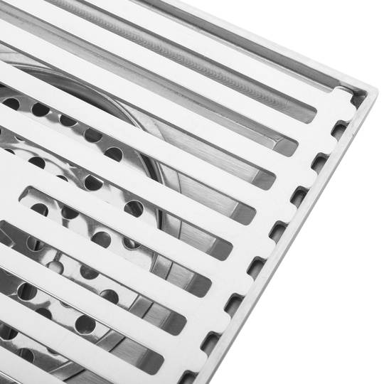 Piletta 15x15cm con griglia asportabile in acciaio inox lucido