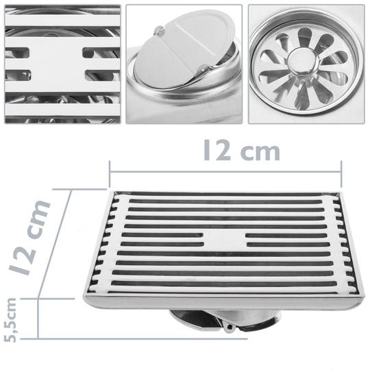 Sumidero vertical de 9x9 cm con rejilla de acero para balcones y terrazas  Upmann 10257447