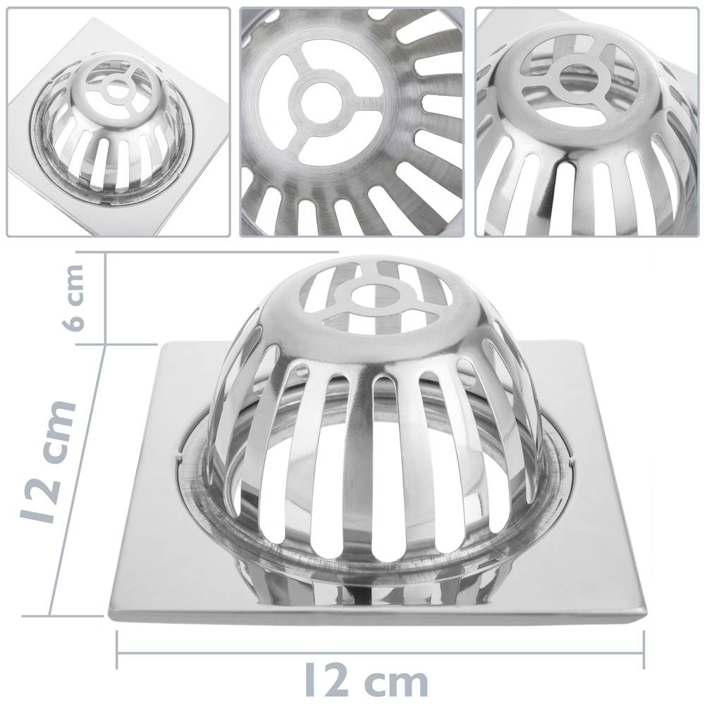 Piletta 12x12cm con griglia alto inox lucido removibile