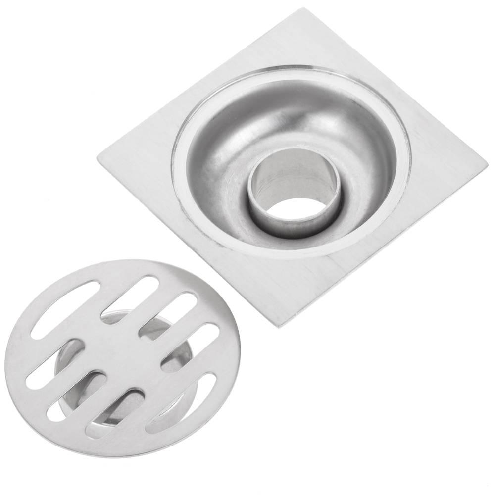Drain 7.5x7.5cm avec casquette et grille amovible en acier inoxydable poli