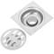 Drain 7.5x7.5cm avec casquette et grille amovible en acier inoxydable poli