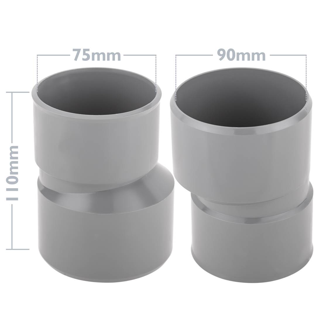 Eccentric PVC Reduction-Extension Ø90-75mm - Cablematic