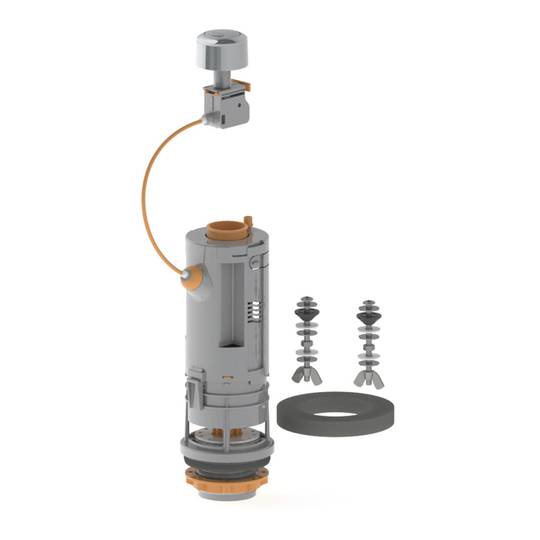 Double push-button flush mechanism with base for Prhie low cisterns