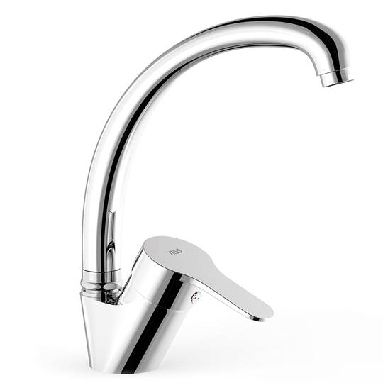 5,2x23,3x26,4cm roestvrijstalen keukenkraan met enkele handgreep en verchroomde afwerking