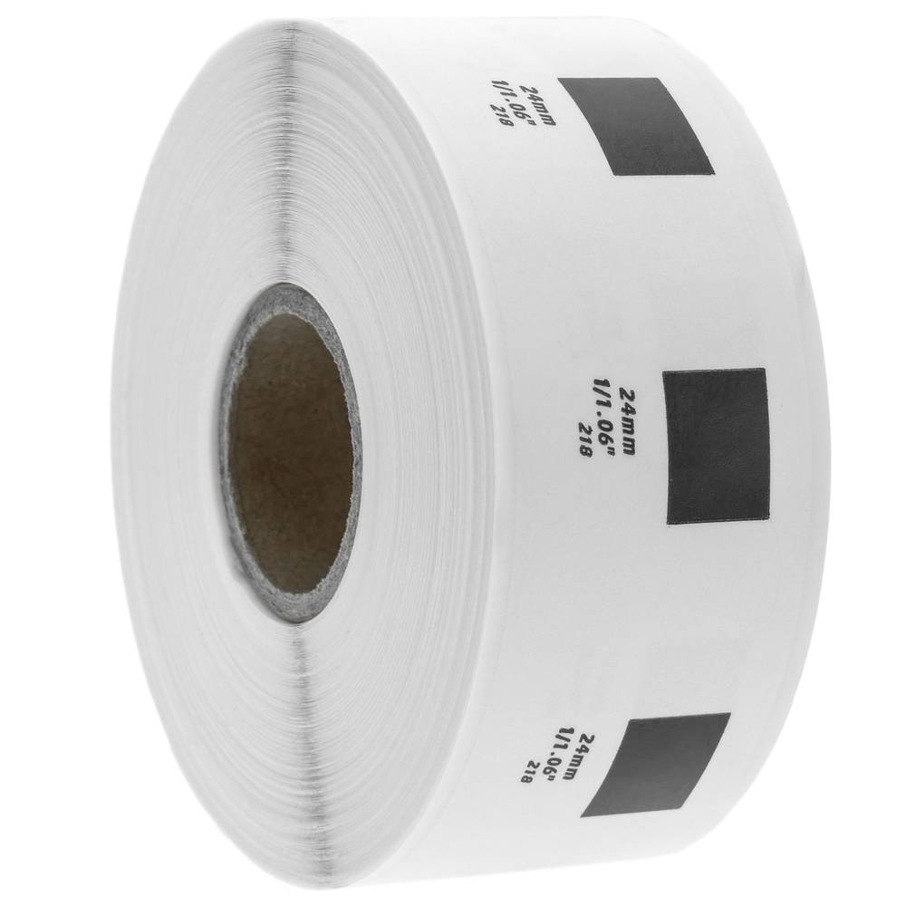 Rotlle bobina de 1000 etiquetes adhesives compatibles amb Brother DK-11218 24mm rodona 10-pack