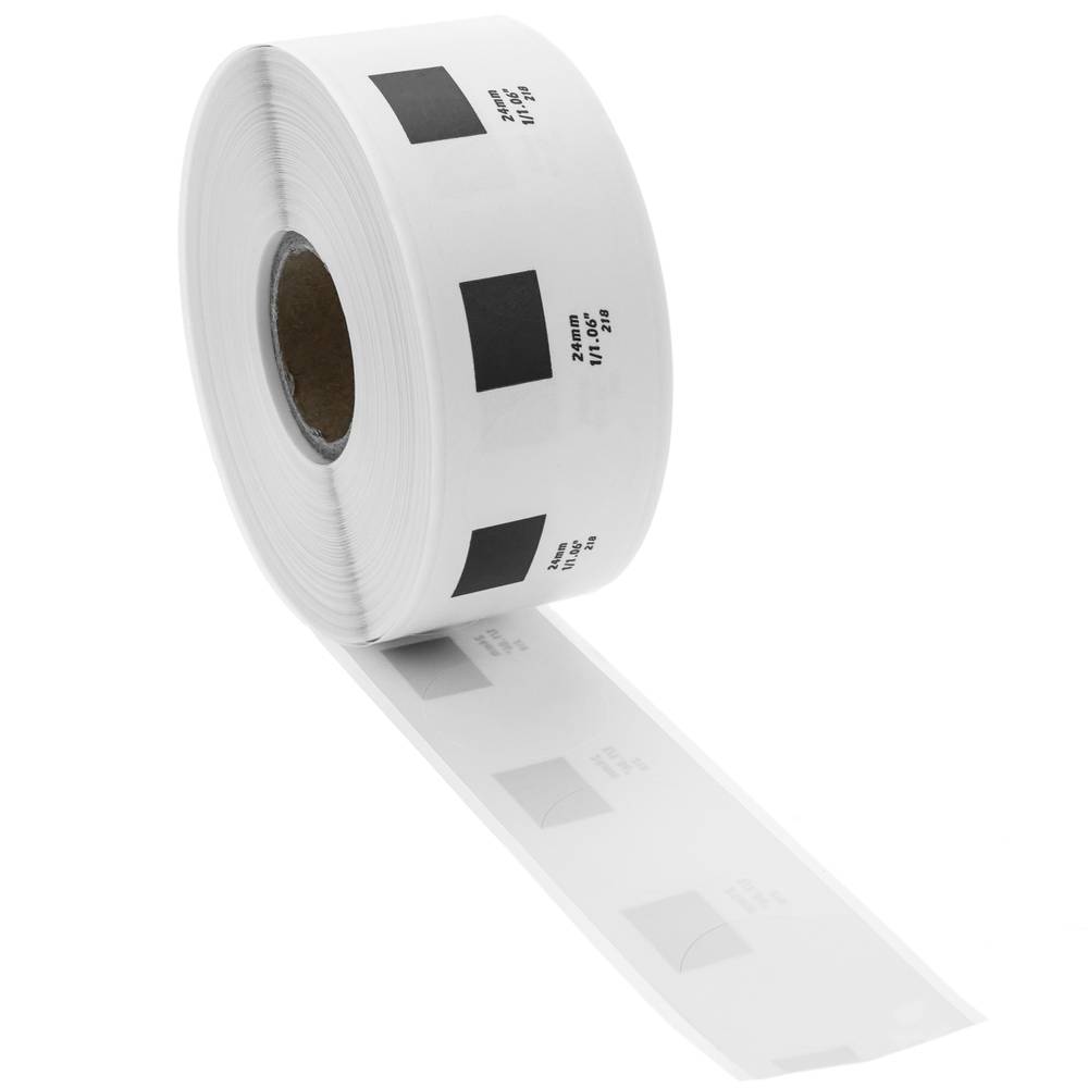 Rotlle bobina de 1000 etiquetes adhesives compatibles amb Brother DK-11218 24mm rodona 10-pack