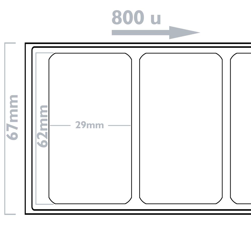 Rol van 800 zelfklevende etiketten compatibel met Brother DK-11209 29x62mm