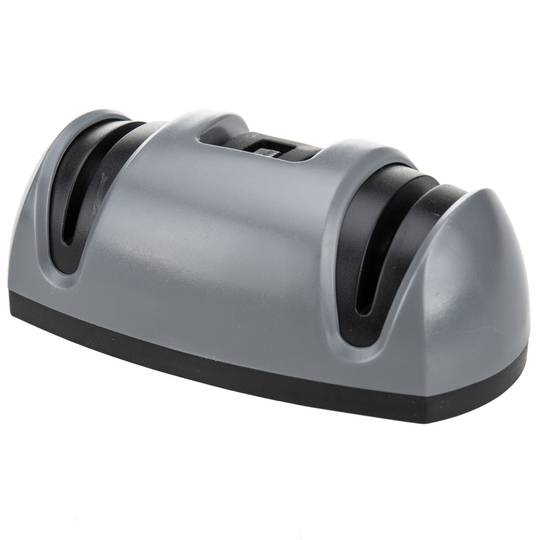 Two-step knife sharpener with suction cup