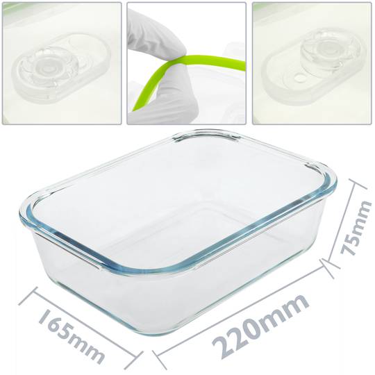 Contenitore per alimenti in vetro ermetico con valvola attiva 1500 ml