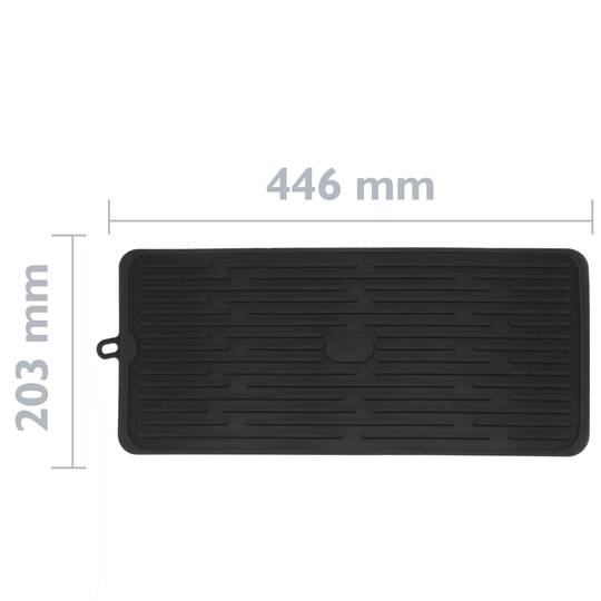 Esteira escorredora de pratos de silicone 446x203 mm preta