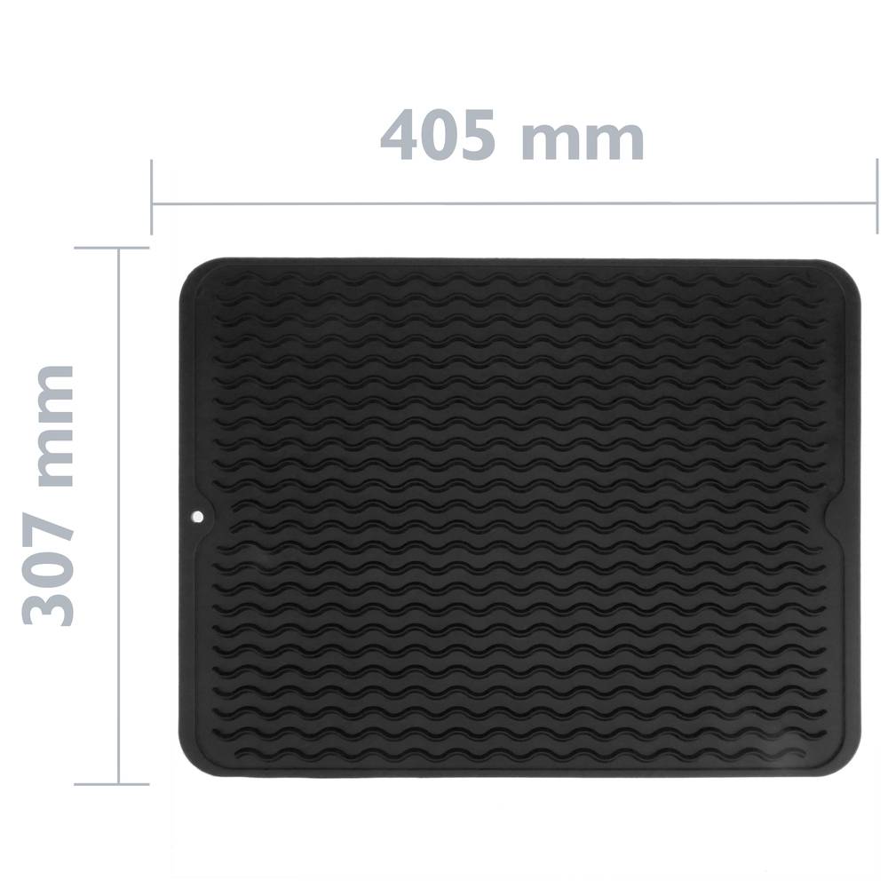 Alfombrilla escurreplatos de silicona 405x307 mm negra - Cablematic