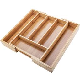 Bamboo cutlery with extendable tray