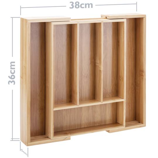 Bandeja de bambú para cubiertos con anchura extensible