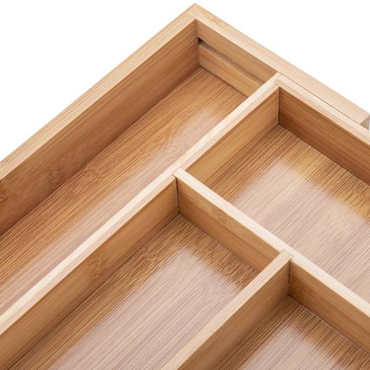 Bandeja de bambú para cubiertos con anchura extensible