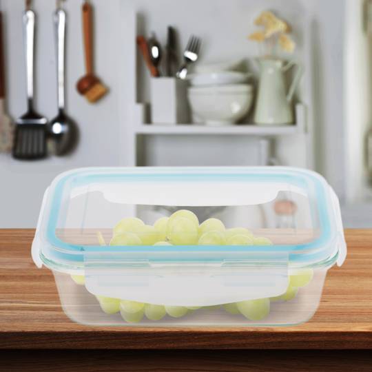 Rechteckiger Glasbehälter mit luftdichtem Lebensmittelbehälter 540 ml