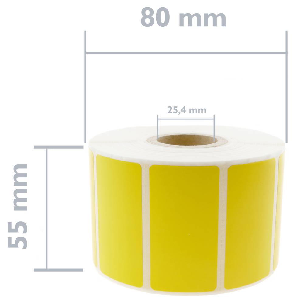 Rotlle bobina de 1100 etiquetes Adhesives per Impressora tèrmica directa 50.8x25.4mm groc 50 unitats