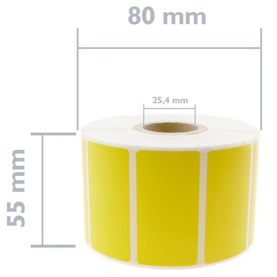 Thermal roll label with 1100 labels for direct thermal printer 50.8x25.4mm yellow 50 units