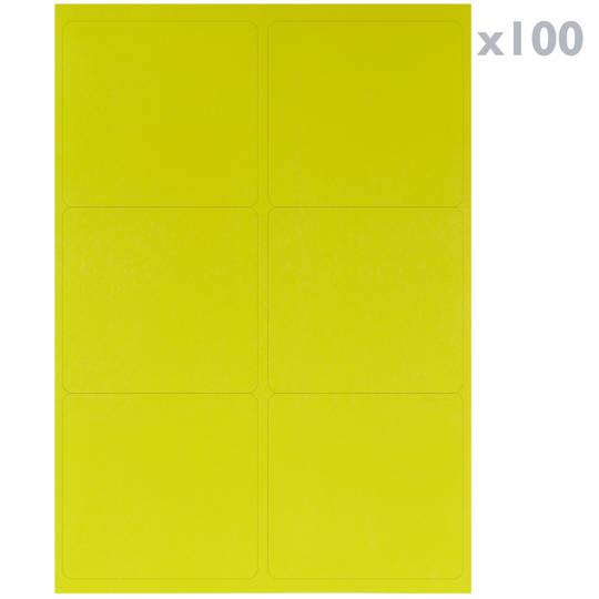 Adhesive yellow labels for A4 inkjet and laser printers 99.1x93.1mm 100 sheets