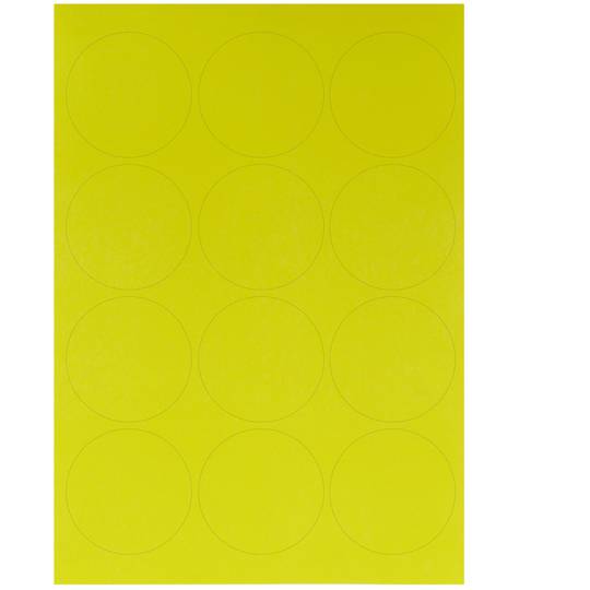 Gele ronde stickers voor A4 63,5 mm 100 vellen