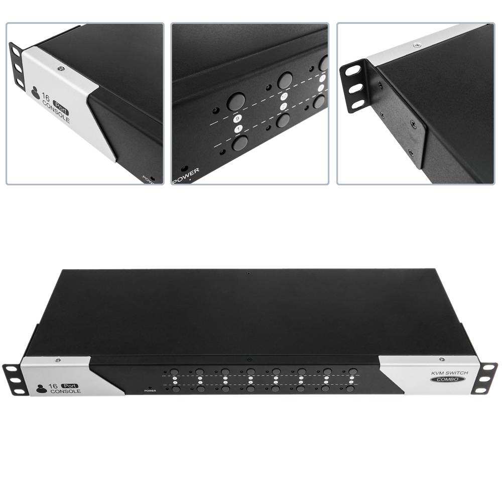 Commutateur KVM USB et PS2 à 16 ports pour rack 1U