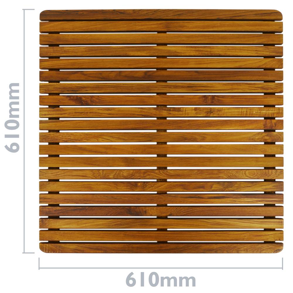 Tarima ideal para ducha y baño de diseño cuadrado de 61 x 61 cm de madera  teca certificada - Hydrabazaar