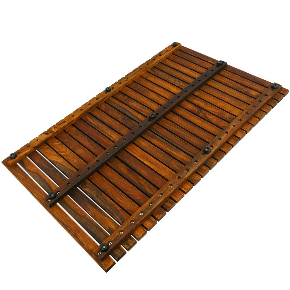 Tarima Syan rectangular de madera de Iroko para plato de ducha
