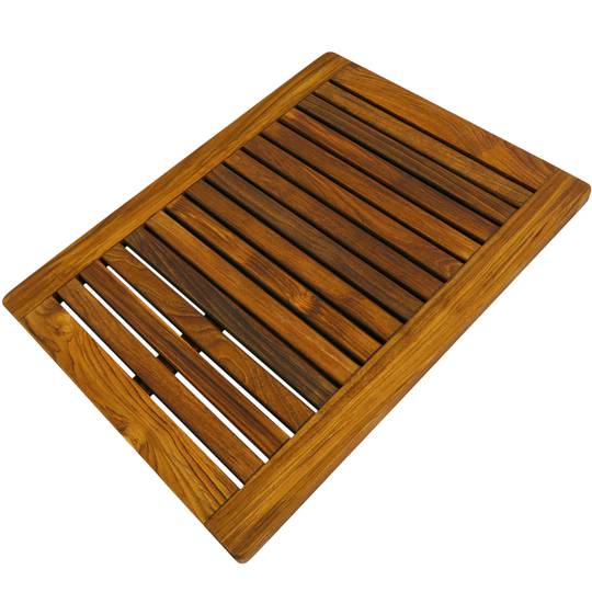Tábua de banheiro rectangular 60 x 45 cm em madeira de teca certificada