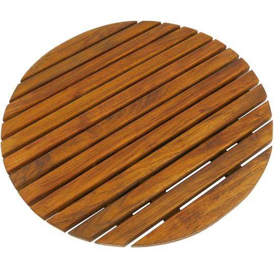 Tarima para ducha y baño redonda 60 cm de madera de teca certificada -  Cablematic