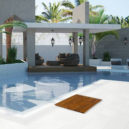 Tarima per a dutxa i bany quadrada i enrotllable 50 x 50 cm de fusta de teca certificada