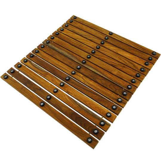 Tarima per a dutxa i bany quadrada i enrotllable 50 x 50 cm de fusta de teca certificada