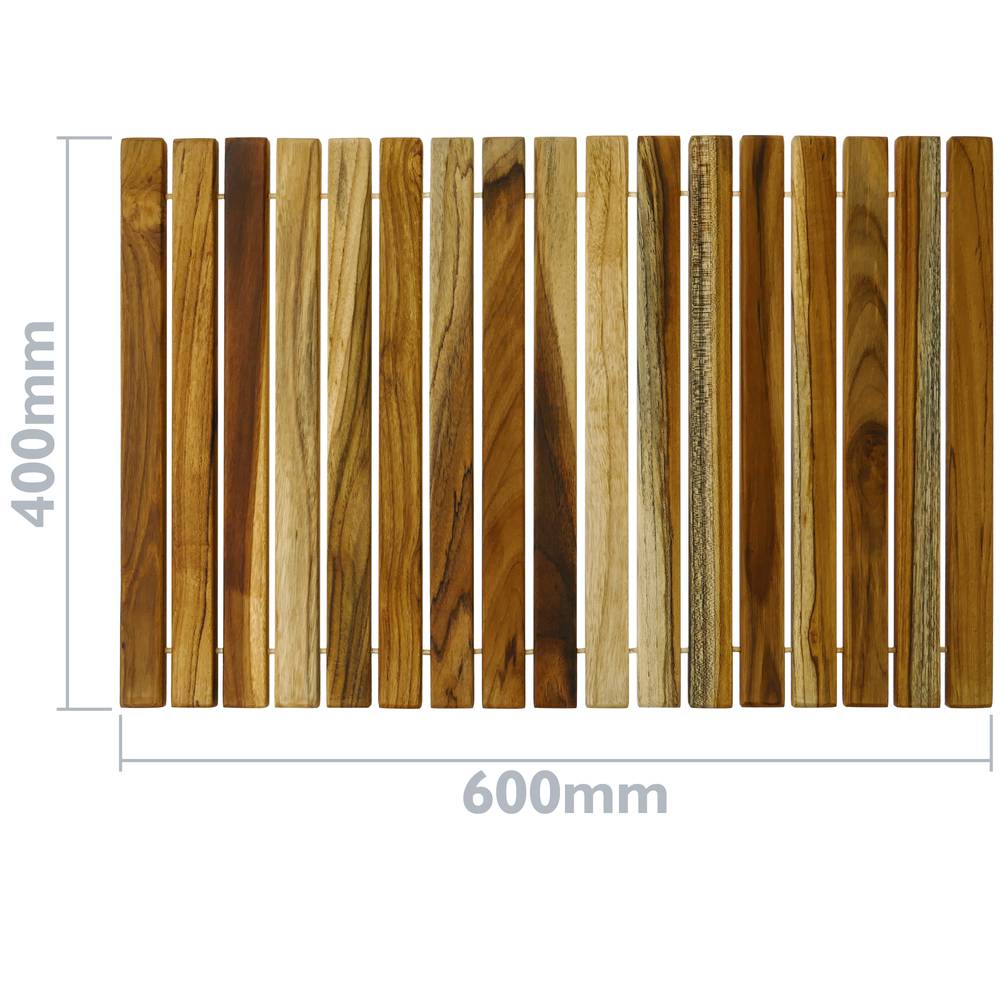 Tarima para ducha y baño rectangular 60 x 45 cm de madera de teca  certificada - Cablematic